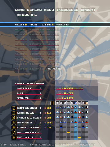 Select a slot with up and down, and press main shot to play